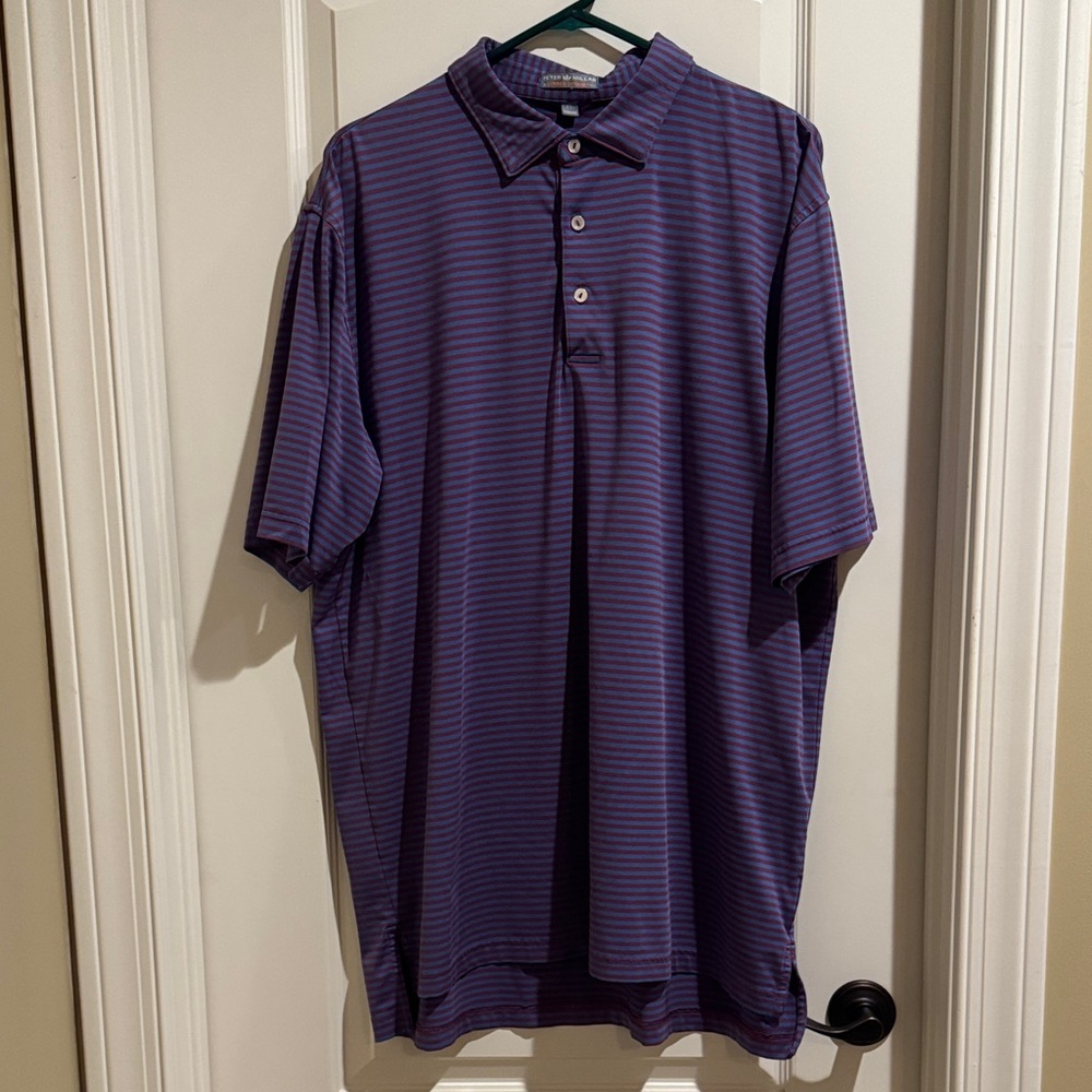 Peter Millar Men's Purple Striped Polo Shirt